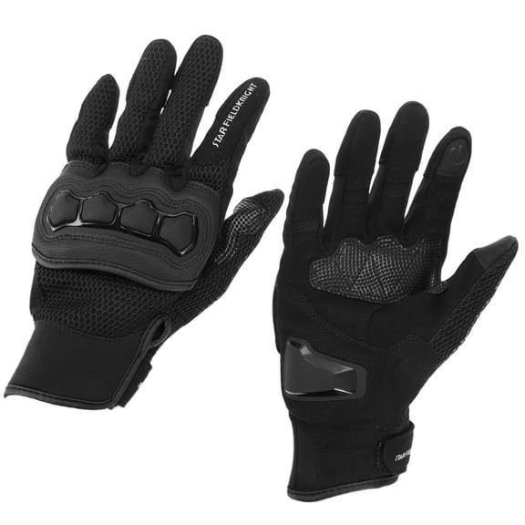 Unique Bargains S Motorcycle Gloves Breathable Full Finger Gloves Leather Outdoor Gloves Black 1 Pair
