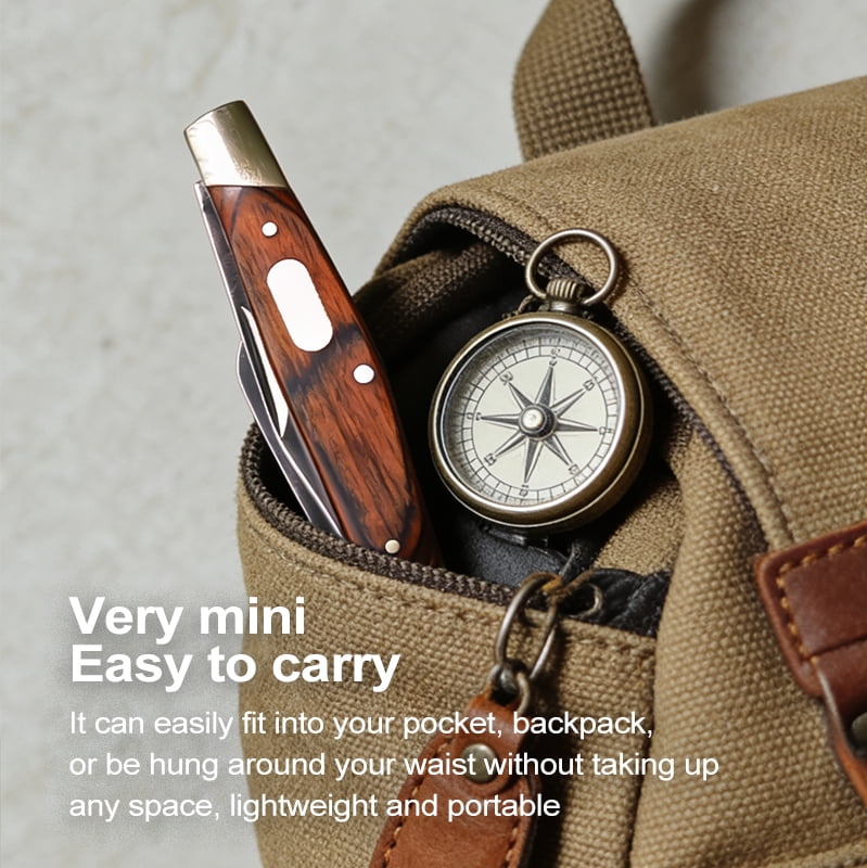 Hand Forged Mini 3-Blade Folding Pocket Knife, Wood Handle Brass EDC Survival Tool for Camping Emergency, Collectible Gift for Men