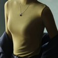 thumbnail image 2 of Fiaer.Long Sleeve Slim Fit Tshirts for Women.Womens Turtleneck Casual T Shirts.Women's Trendy Going out Solid Color Tops Yellow XL, 2 of 4