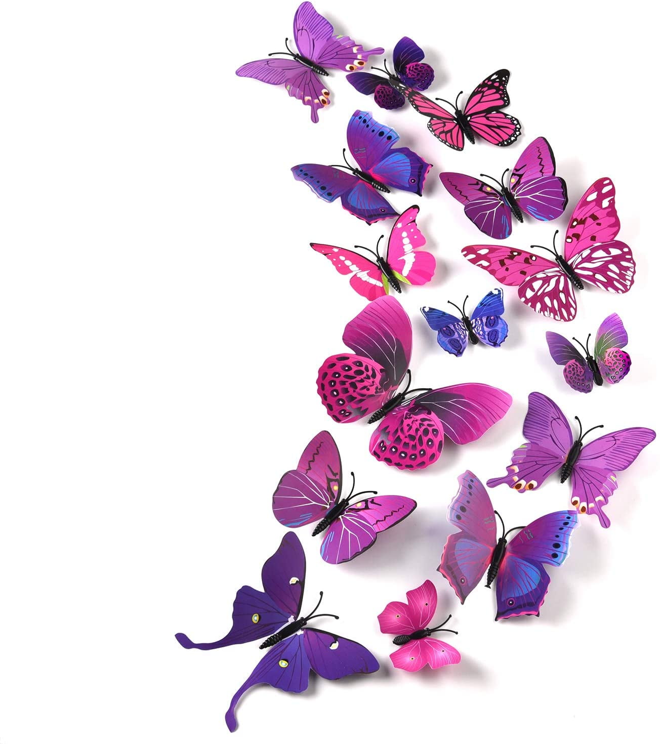 36 Pièces Autocollants Papillons 3D Argent - Décoration Murale Chambre Bébé Fille Amovible