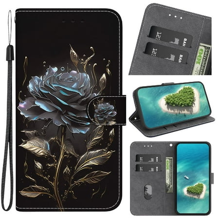 

Case for Samsung Galaxy M52 5G Butterfly Flower Painted Magnetic Closure Wallet Card Slots PU Leather