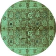 thumbnail image 1 of Ahgly Company Machine Washable Indoor Round Oriental Turquoise Blue Industrial Area Rugs, 6' Round, 1 of 4