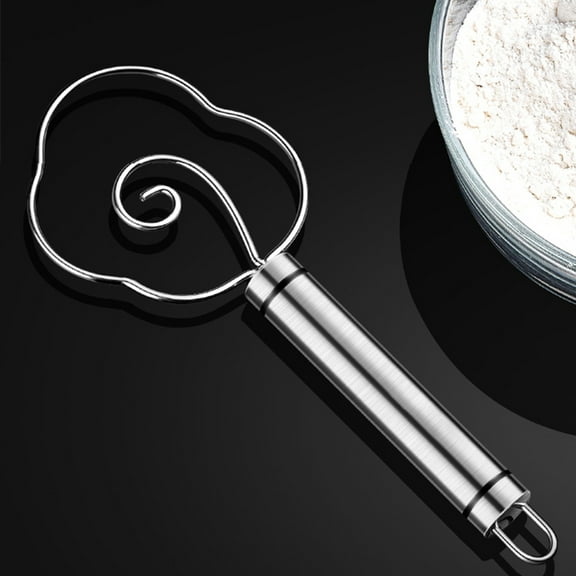 Sturdy Wire Batter & Dough Blender for Cooking & Baking, Bread Baking Accessory, Easy to Clean, Stainless Steel Flour Mixer, Silver