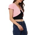 thumbnail image 4 of INSPIRE CHIC Womens Casual Crop Denim Cardigan Cap Sleeve Jean Jacket Shrug S Pink, 4 of 6