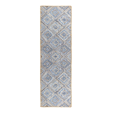 Handmade Geometric Blue Jute Cotton Rug Home Decor Dining Room Carpet Outdoor Square Yoga Mats 6x6 Feet