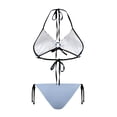 thumbnail image 2 of Uourmeti Blue & White Porcelain Floral Halter Bikini Set - Two Piece Triangle Swimsuit with Tie Side Bottoms for Beach Vacation & Pool Parties, 2 of 9