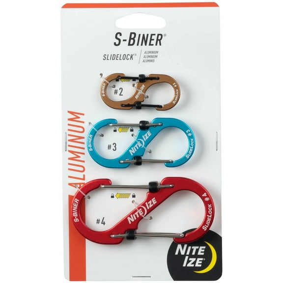 Nite Ize 3-Pack S-Biner SlideLock Combo Aluminum Carabiner - Assorted