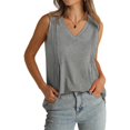 thumbnail image 2 of MESSUEN Sleeveless Tops Women Tank Tops Loose Fit V-neck Raglan Pleated Tank Tops for 2024 Loose Fit V Neck Tops Flowy Womens Shirts Dressy Casual Womens Summer Tops Dressy Casual Gray M, 2 of 5