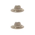 thumbnail image 4 of Qarigey Sombrero de vaquero de paja para hombres y mujeres, gorras de playa ajustables, parasol Natural, Protector de cabeza, sombreros de Type2 NO2, 4 of 6