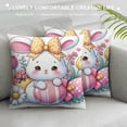 thumbnail image 3 of JEUXUS Throw Pillow Cover Easter Baby Small Pink Easter Rabbit Bunny Egg White, 3 of 5