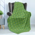 thumbnail image 4 of Lemons Soft Flannel Fleece Blanket, Fresh Summer Art Design Lime and Pepper Mint and Polka Dots Repetition, Cozy Plush for Indoor and Outdoor Use, 50" x 60", Apple Green and Seafoam, by Ambesonne, 4 of 5