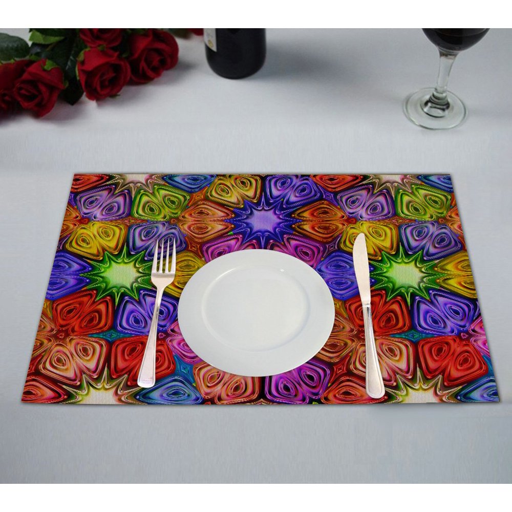 GCKG Abstract Placemat, Bright Shiny Colorful Geometric Placemat 12x18