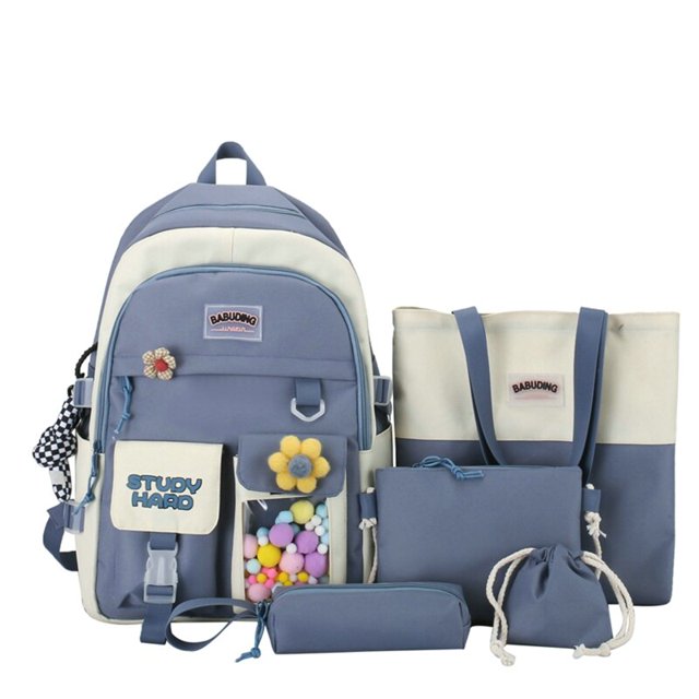 Mochila escolar Kawaii para niños y niñas, bolsa para ordenador portátil, para estudiantes, 5 piezas, 2023 Fivean unisex