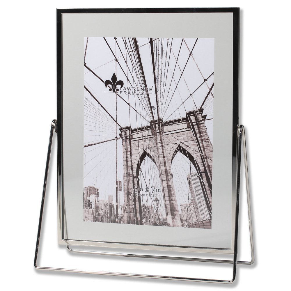 5x7 Harland Silver Metal Float Frame with Metal Stand