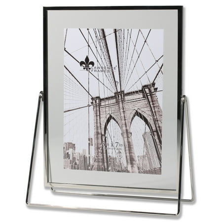 5x7 Harland Silver Metal Float Frame with Metal Stand