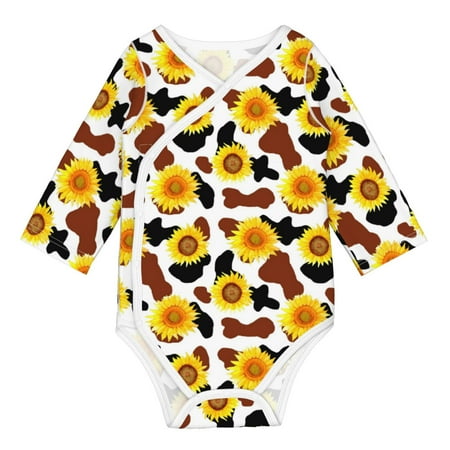 

Matuu Sunflower Cow for Baby Long-Sleeve Bodysuit Soft Cotton Comfortable and Breathable Perfect for Newborns and Infants