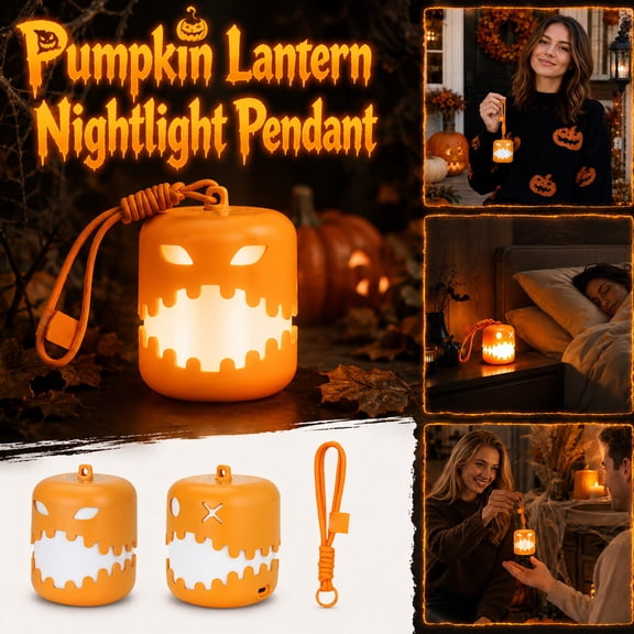 Led Night Light, Halloween Pumpkin Decor, Night Light for Student, Portable Night Light, 1Pc Compact Spooky Cute Orange Lamp for Bedroom Side Table All Season Fall Night Use