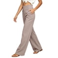 thumbnail image 3 of cocolona Womens High Waist Dress Pants Elastic Waist Straight Wide Leg Yoga Pants Casual Commute Work Pants with Pockets, 3 of 5