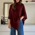 thumbnail image 2 of DHFJKG Oversized Sweaters For Women Knit Shawl High Neck 3/4 Sleeve Soft Casual Pullover Loose Fit Tunic Fall Winter Solid Color Cozy Tops, 2 of 7