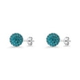 thumbnail image 3 of Full Ball Stud Earrings Blue Zircon 925 Sterling Silver 8mm, 3 of 6