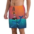 thumbnail image 2 of Kdxio Lighthouse and Whale Pattern Mens Casual Shorts - Drawstring Summer Beach Sports Shorts for Men, 2 of 9