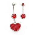 thumbnail image 2 of Belly Button Ring pack of 2 with multiple gem Heart Design and Basic with Cz 14g, 2 of 2