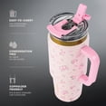 thumbnail image 3 of Thyme & Table 32oz Stainless Steel Luna Tumbler with Handle and Dual Straw Lid, Roses, 3 of 8