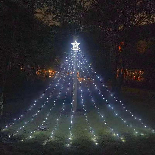 Outdoor Christmas Decorations Clearance Led Five Pointed Star Light Christmas Hanging Tree Light Flowing Water Light JE2480