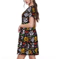 thumbnail image 2 of Rocae Pumpkin And Flying Bat for Dresses Summer Casual Ruffle Short Sleeve Cute Crew Neck Flowy Dress with Pockets, 2 of 6