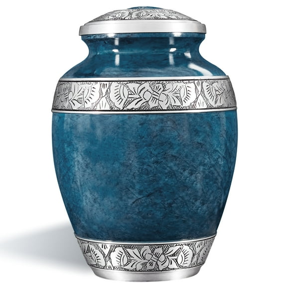 Speedyurns Cremation Urn for Human Ashes, Blue Aluminum Alloy, 10 Inch Height x 7 Inch Width