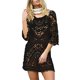 thumbnail image 2 of [Yue Xinghui] Propiedad Intelectual Sin Procesar 1 Pieza Playa Protector Solar Hueco Encaje Crochet Blusa Halter Negro ANGGREK No, 2 of 2