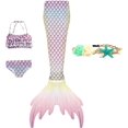 thumbnail image 1 of 4PCS Mermaid Tails for Swimming for Girls Kids Mermaid Swimsuit Costume Princess Bikini Set Bathing Suits_Special Gift, 1 of 5