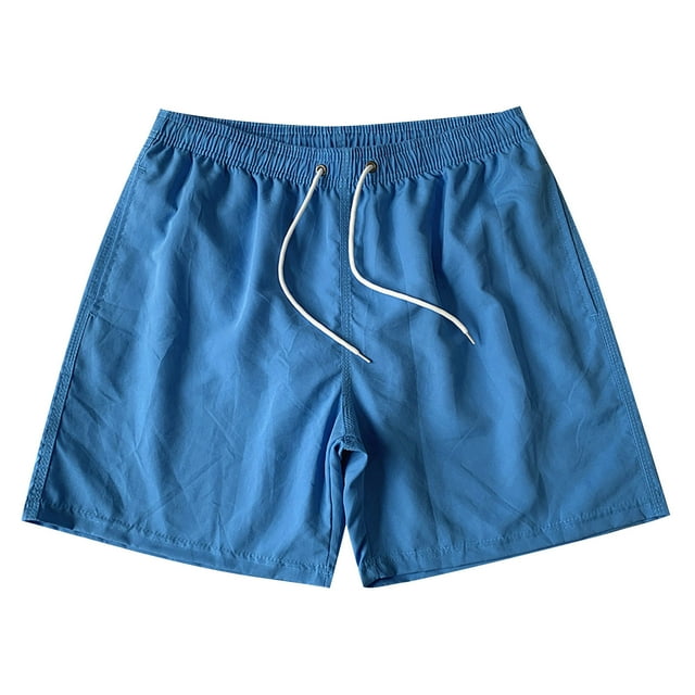 Mrzvby Athletic Shorts for Men Drawstring Elastic Waist Quick Dry Beach Shorts with Pockets Soft Breathable Running Straight-Leg Shorts Solid Color Casual Loose Gym Sports Shorts