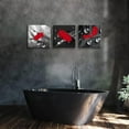 thumbnail image 5 of 3-Piece Red Feather Canvas Wall Art Set Black and White Abstract Decor Stretched Framed Ready to Hang Modern Home Decoration Paintings for Living Room Bedroom Office, 5 of 6