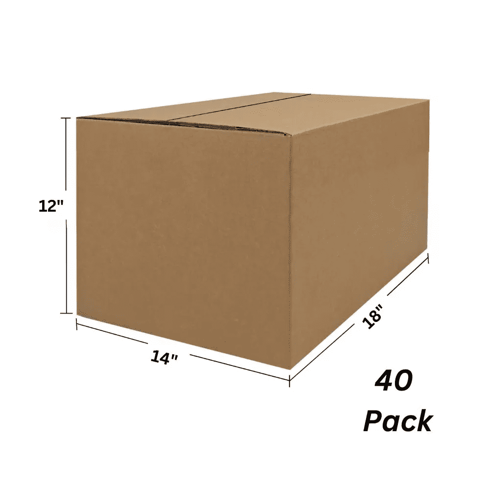 UOFFICE  Single Wall Standard Moving Boxes, 18" x 14" x 12", 40 Count, 1 Pack