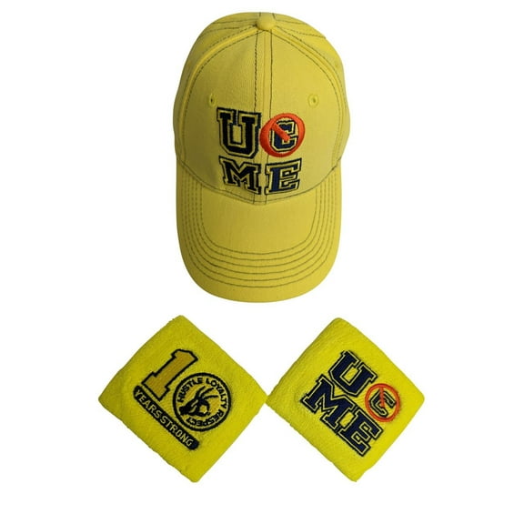 John Cena Yellow 10 years Strong U Can't See Me Baseball Hat Wristband Set