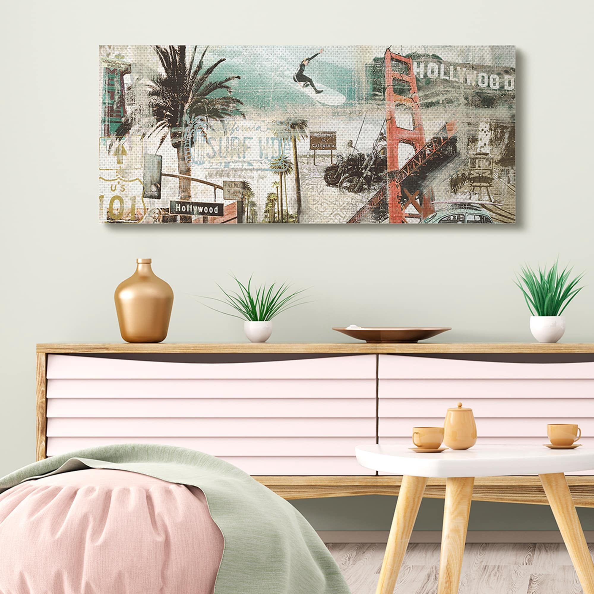 Stupell Industries Vintage California Collage Urban City Landmarks,17 x 40,Designed by Tyler Burke