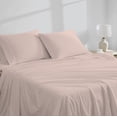 thumbnail image 4 of Color Sense 4-Piece 100% Cotton Percale Bed Sheet Set, Cool & Crisp Bedding, King, Blush, 4 of 12