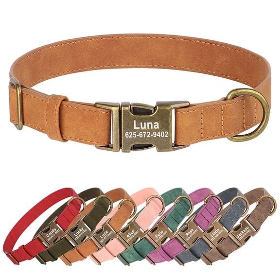 Pet Artist 	Leather Personalized Dog Collar Custom Name Engraved Puppy ID Anti-lost Collars