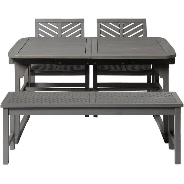 Ensemble de Salle à Manger Patio Extérieur Extensible en 4 Pièces en Lavis Gris