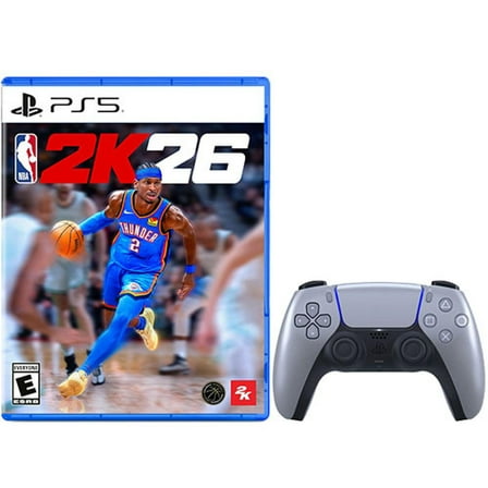 PlayStation 5 DualSense Wireless Controller Sterling Silver   NBA 2K26 PlayStation 5 - Compatible with PlayStation 5 console, PC/Mac, Mobile devices - For PlayStation 5 - Rated E (Everyone) - Sport...