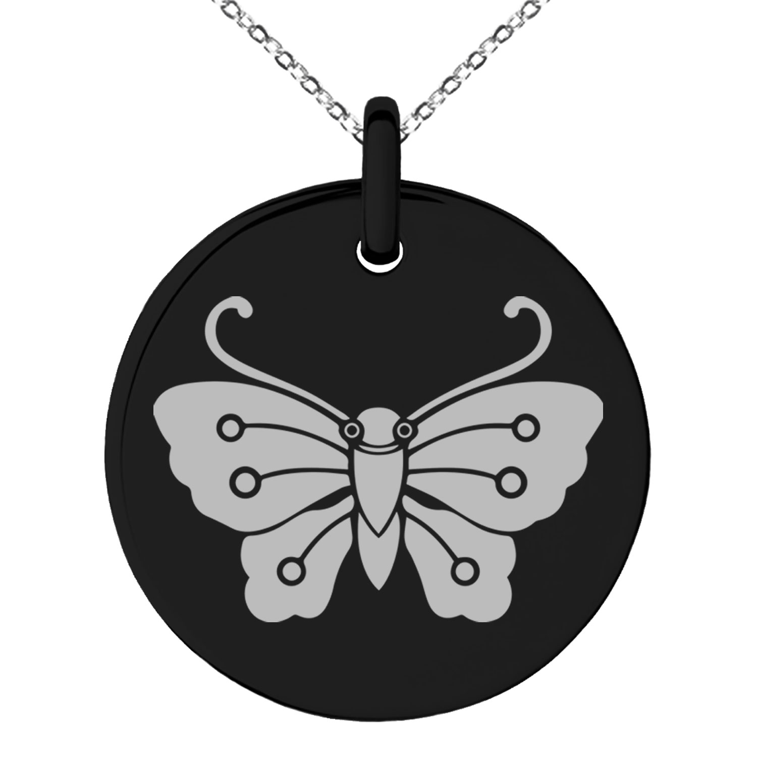 Stainless Steel Kawari Kocho Butterfly Kamon Crest Engraved Small