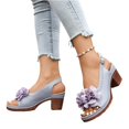 thumbnail image 5 of EKVAHL Orthopedic Block Heel Sandals for Women, Slingback Floral Decor Slip On Dress Shoes, Hollow Cut Party Wedding Daily Sandals Blue, 5 of 5