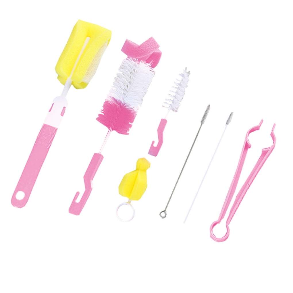 7Pcs Baby Bottle Brushes Set Sponge Cleaning Cup Brushes Infant Bottles Non-Scratch Tube Cleaning Kit