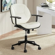 55 Downing Street Julian White Fabric and Steel Adjustable Swivel Office Chair