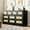 Black, variant on Accreate Dresser for Bedroom, 10 Drawer Wooden Chest of Drawers with Rattan Front, 59" Wide Modern TV Stand and Storage Cabinet for Living Room, Nursery, Hallway