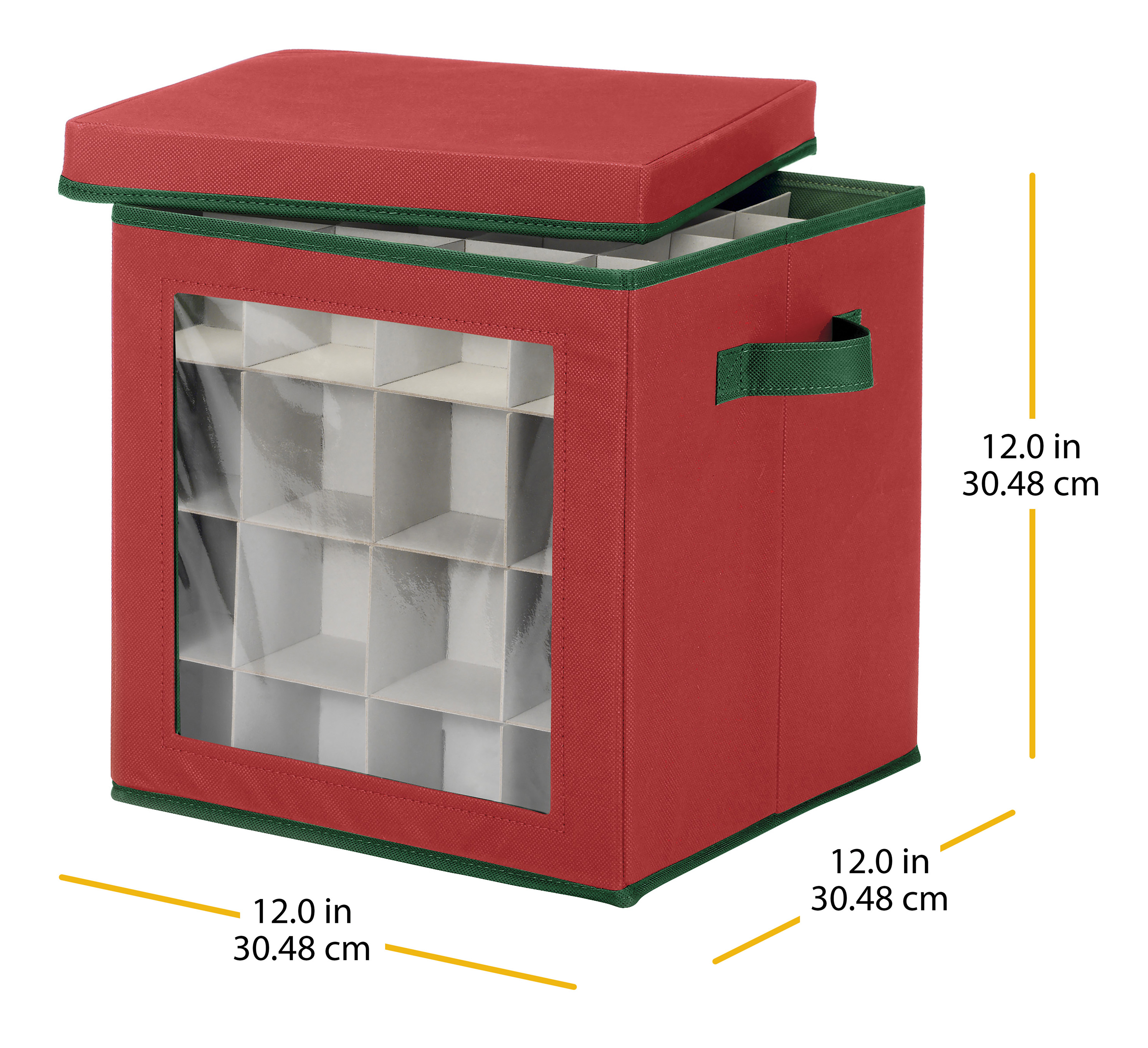 Whitmor Ornament Storage Cube - 64 Compartments - PPNW Red - 12" x 12" x 12" for Adult Use - image 2 of 7
