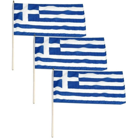 Greece flag 12 x 18 inch - 3 PK