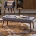 thumbnail image 1 of Christopher Knight Home Flavel Mid-Century Tufted Fabric Ottoman, Grey / Walnut, 1 of 2