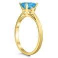 thumbnail image 2 of SZUL Women's Emerald Cut 7X5MM Blue Topaz and Diamond Three Stone Ring in 10K Yellow Gold, 2 of 4
